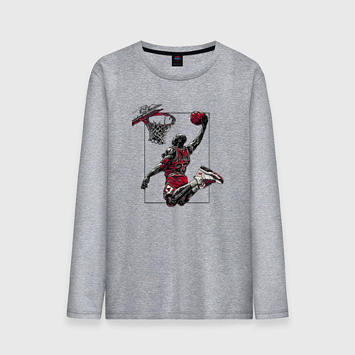 Мужской лонгслив Michael Jordan dunk / Меланж – фото 1