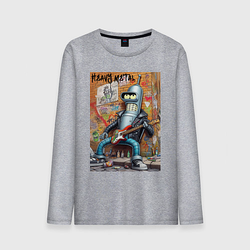 Мужской лонгслив Гитарист Бендер - тяжёлый рок / Меланж – фото 1