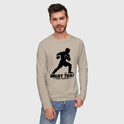 Лонгслив хлопковый мужской Муай Тай сила и мощь тайского бокса, цвет: миндальный — фото 2
