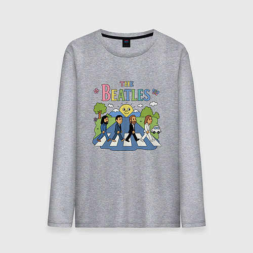 Мужской лонгслив The Beatles мультяшный стиль / Меланж – фото 1