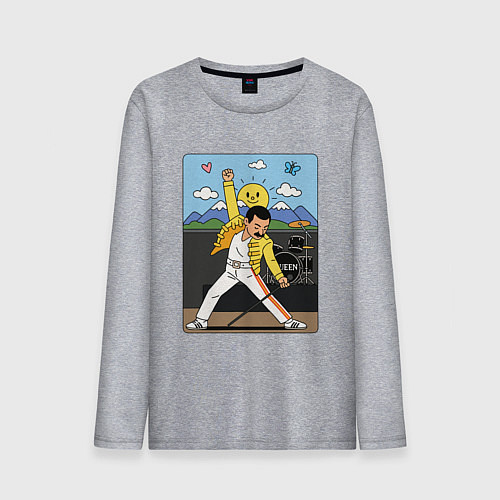 Мужской лонгслив Фредди Меркьюри мультяшный стиль / Меланж – фото 1
