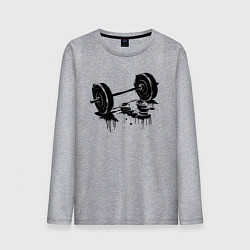 Лонгслив хлопковый мужской Штанга и блины граффити, цвет: меланж
