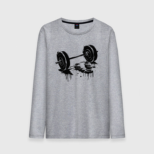 Мужской лонгслив Штанга и блины граффити / Меланж – фото 1