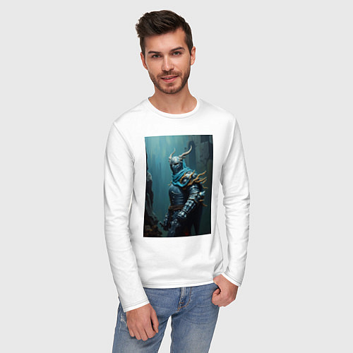 Мужской лонгслив Рыцарь в броне в стиле Dark Souls / Белый – фото 3