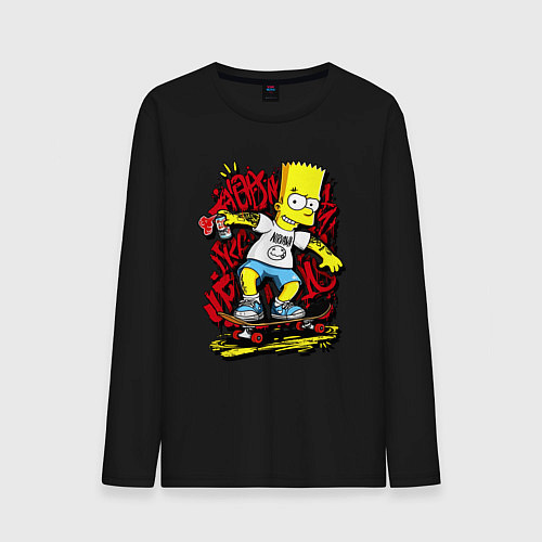 Мужской лонгслив Барт в футболке нирвана / Черный – фото 1