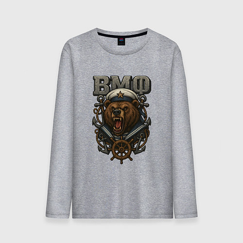 Мужской лонгслив ВМФ медведь / Меланж – фото 1