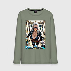 Лонгслив хлопковый мужской Черная кошка в сейфе банка, цвет: авокадо