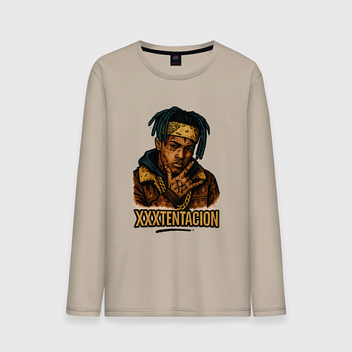 Мужской лонгслив XXXTentacion мультяшный стиль / Миндальный – фото 1