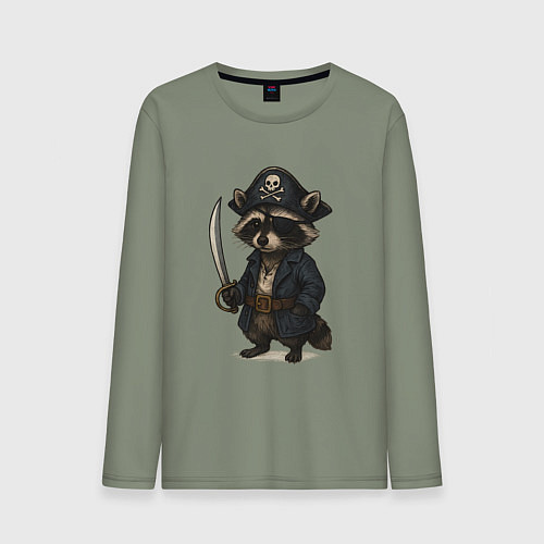 Мужской лонгслив Енот пират / Авокадо – фото 1