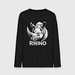 Лонгслив хлопковый мужской Носорог с надписью, цвет: черный