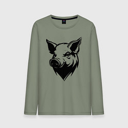 Лонгслив хлопковый мужской Свиная голова, цвет: авокадо