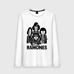 Лонгслив хлопковый мужской Ramones силуэты, цвет: белый