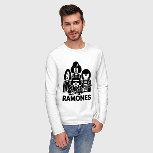 Мужской лонгслив Ramones силуэты / Белый – фото 3