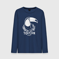 Лонгслив хлопковый мужской Тукан в лавровом венке, цвет: тёмно-синий