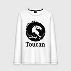Лонгслив хлопковый мужской Тукан в круге, цвет: белый
