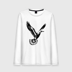 Лонгслив хлопковый мужской Полет чайки, цвет: белый
