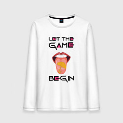 Лонгслив хлопковый мужской Пусть начнётся игра, цвет: белый