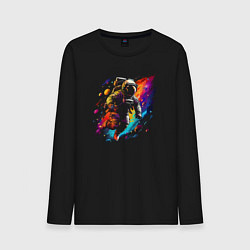 Лонгслив хлопковый мужской Красочный космос, цвет: черный
