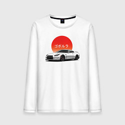 Лонгслив хлопковый мужской Godzilla - Nissan GTR, цвет: белый