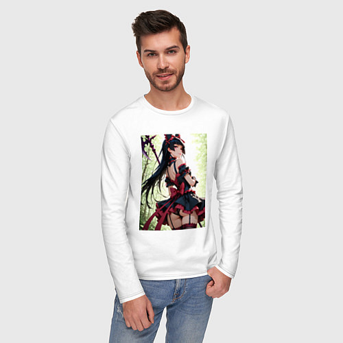 Мужской лонгслив Рори Меркурия посреди леса с алебардой / Белый – фото 3