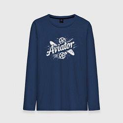 Лонгслив хлопковый мужской Авиатор в стиле граффити, цвет: тёмно-синий