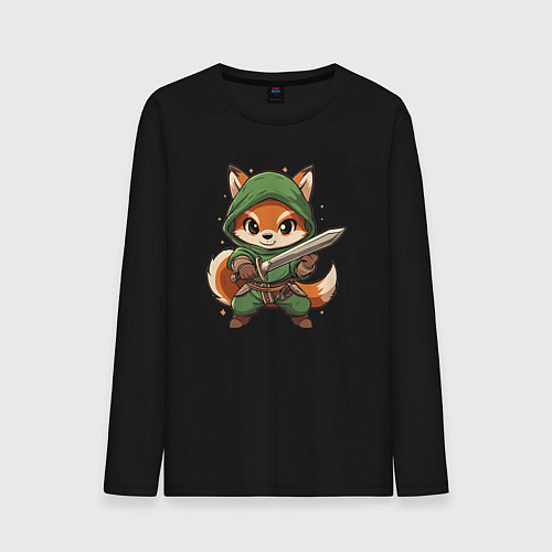 Мужской лонгслив Лисёнок с мечом / Черный – фото 1