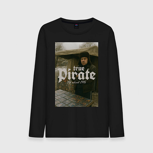 Мужской лонгслив Настоящий пират из 90-х / Черный – фото 1