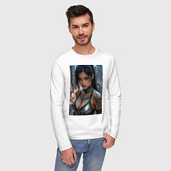 Лонгслив хлопковый мужской Девушка из будущего, цвет: белый — фото 2