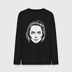Лонгслив хлопковый мужской Анджелина Джоли лицо, цвет: черный