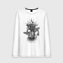 Лонгслив хлопковый мужской Чужой и лицехват, цвет: белый