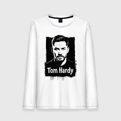 Лонгслив хлопковый мужской Том Харди в черном штрихе, цвет: белый