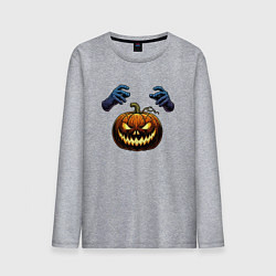 Лонгслив хлопковый мужской Зловещая лампа Джека, цвет: меланж