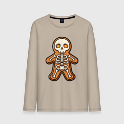 Лонгслив хлопковый мужской Скелет печеньки, цвет: миндальный