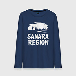 Лонгслив хлопковый мужской Самарская область в стиле граффити, цвет: тёмно-синий