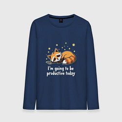 Лонгслив хлопковый мужской Очень продуктивный енот, цвет: тёмно-синий