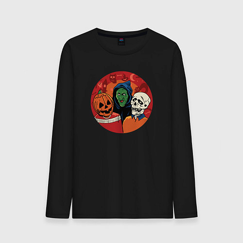 Мужской лонгслив Halloween friends / Черный – фото 1
