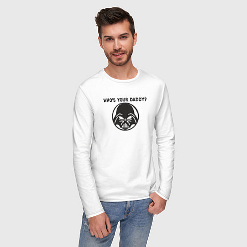 Мужской лонгслив Кто твой папочка / Белый – фото 3