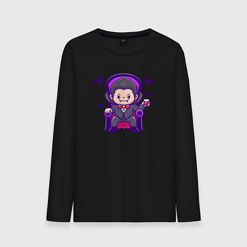 Мужской лонгслив Дракула на троне / Черный – фото 1