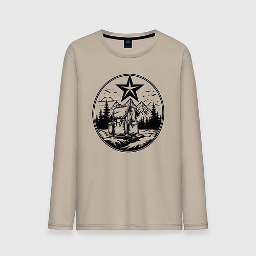 Мужской лонгслив Советский путешественник / Миндальный – фото 1