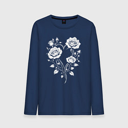 Лонгслив хлопковый мужской Сердце из роз, цвет: тёмно-синий