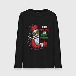 Лонгслив хлопковый мужской Счастливого Рождества и Нового года, цвет: черный