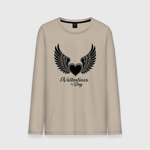 Мужской лонгслив Крылья любви: День святого Валентина / Миндальный – фото 1
