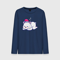 Лонгслив хлопковый мужской Спящий мишка, цвет: тёмно-синий