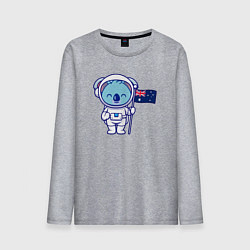 Лонгслив хлопковый мужской Коала космонавт, цвет: меланж