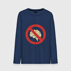 Лонгслив хлопковый мужской Запрет на использование мозга, цвет: тёмно-синий