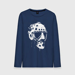Лонгслив хлопковый мужской Белая хоккейная маска, цвет: тёмно-синий