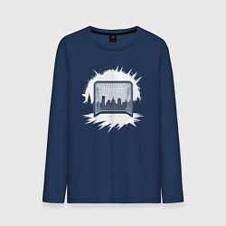 Лонгслив хлопковый мужской Уличная хоккейная рамка, цвет: тёмно-синий
