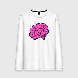 Лонгслив хлопковый мужской Pinky brain, цвет: белый