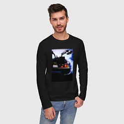 Лонгслив хлопковый мужской Out a time, цвет: черный — фото 2