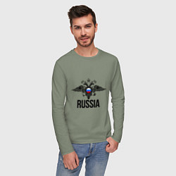Лонгслив хлопковый мужской Russia, цвет: авокадо — фото 2